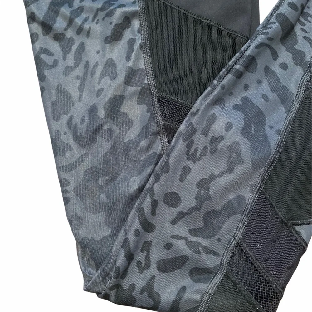 lululemon Black & Charcoal Animal Print Mesh Panel Leggings